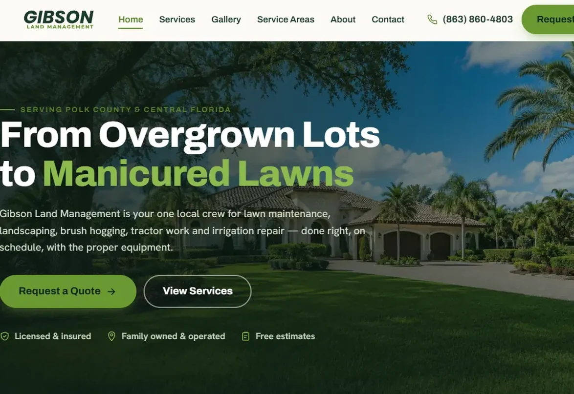 Gibson Land Management lawn and landscaping website